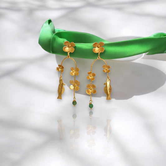 Brincos Pássaros e Flores